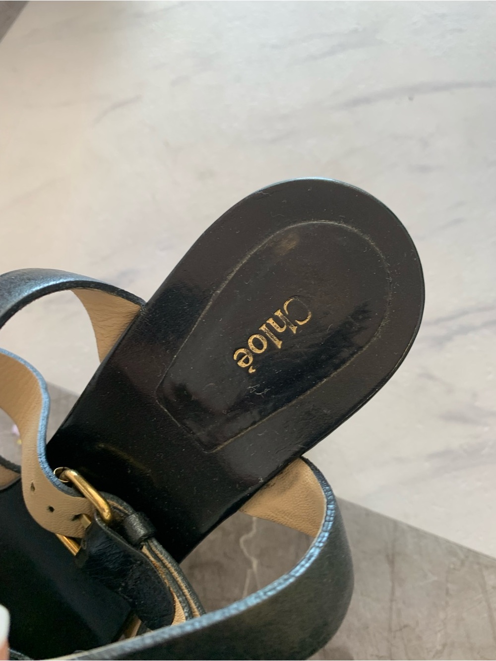 Chloe Black and Tan Platform Wedge Sandals - Picture 2 of 4
